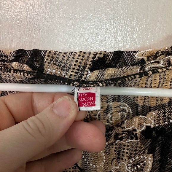 Vintage Sheer asymmetrical Mesh rose circle Long Sleeve Layering Top Sz S #1536 - Picture 4 of 7